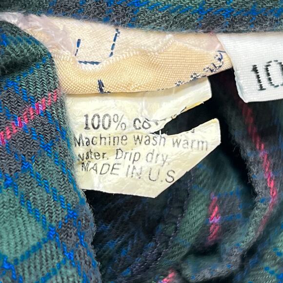 Mark Henri Vintage 60s Plaid Button Up Shirt Ruched Yoke Green Women's 10 Retro - Picture 5 of 9